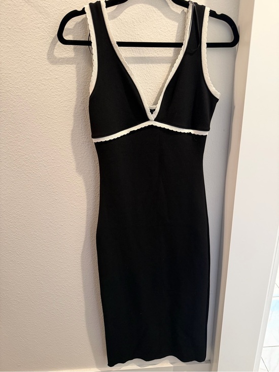 Zara Dresses & Skirts - Black Zara Midi Dress with White Trim